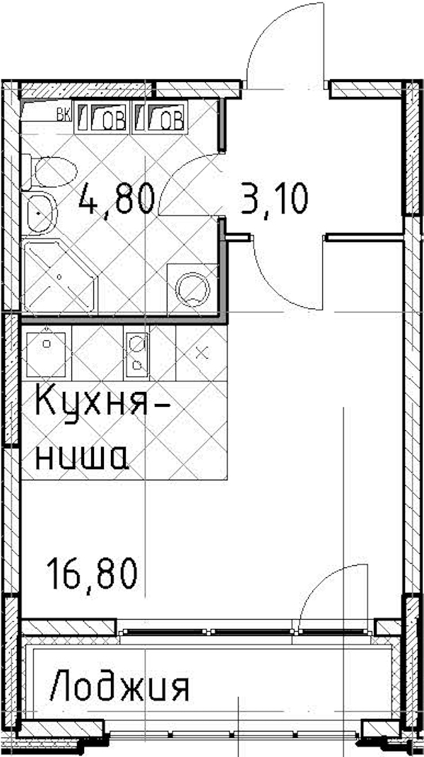 Квартира студия 26.5 м², 5/13 эт., ЖК «Тайм Сквер»